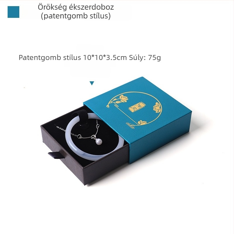 Ősi stílusú jade karkötő doboz szalaggal és bojtokkal – fiókos ékszeres csomagolás