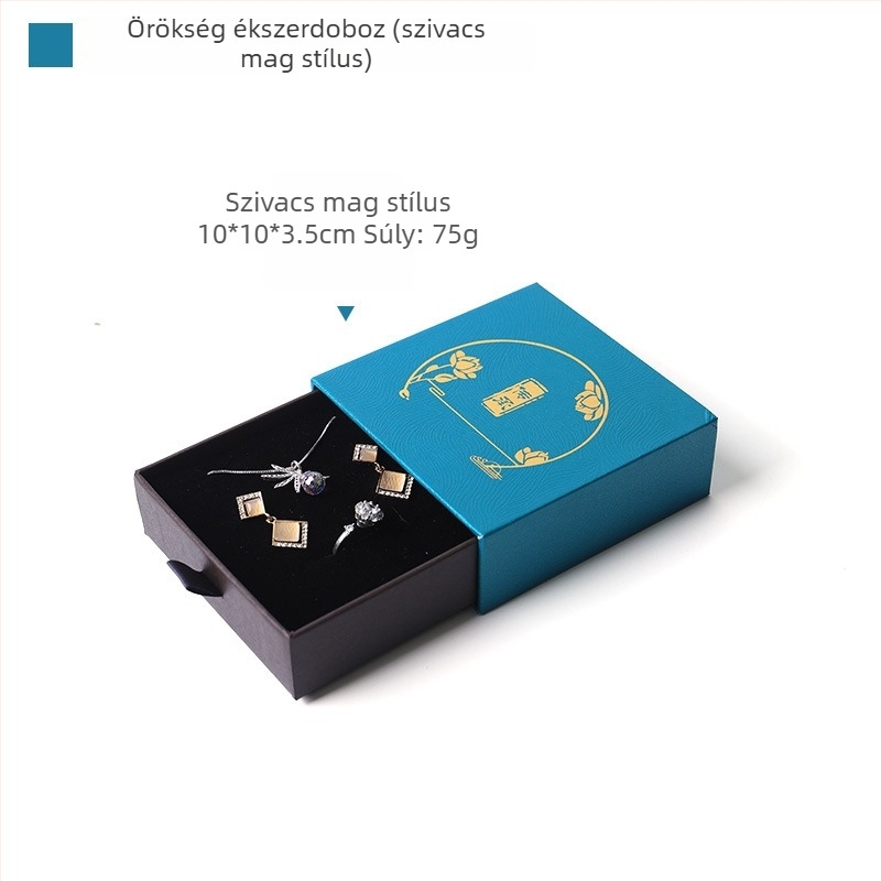 Ősi stílusú jade karkötő doboz szalaggal és bojtokkal – fiókos ékszeres csomagolás