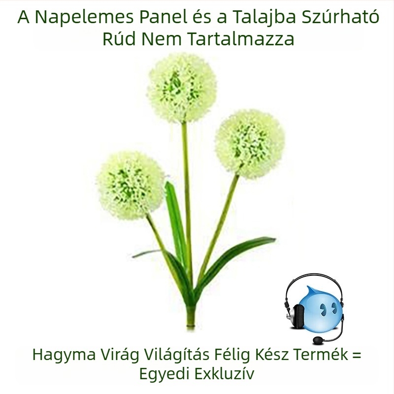 Napelemes zöldhagymale lampája és medúza alakú LED földlámpa kültéri tájvilágításhoz, kertre és udvarra, mű virággal