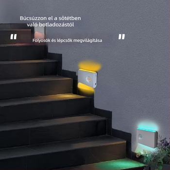 Intelligens mozgásérzékelős LED éjjeli fény USB-C töltéssel, vezeték nélküli mágneses rögzítéshez, otthoni használatra