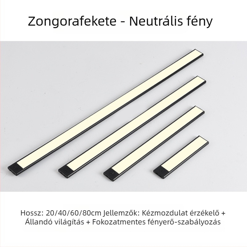Vezeték nélküli, öntapadó intelligens szekrénylámpa kéz‑ vagy mozdulat‑érzékelővel, konyha, íróasztal és hálószoba – LED éjszakai világítás mágneses csíkkal, újratölthető