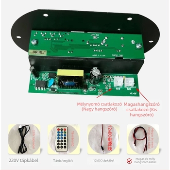 Cilindrikus Bluetooth erősítő tábla subwooferhez, otthoni és autóhasználatra, 6/8/10 hüvelyk, 12V/24V/220V, audió alaplap
