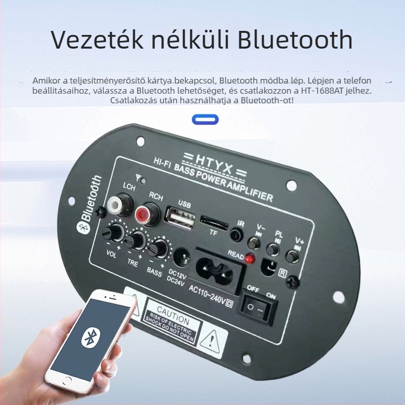 Cilindrikus Bluetooth erősítő tábla subwooferhez, otthoni és autóhasználatra, 6/8/10 hüvelyk, 12V/24V/220V, audió alaplap