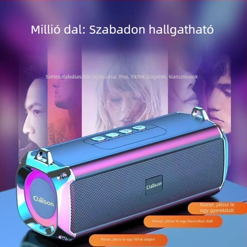 Bluetooth sztereó hangsugárzó kettős hangszóróval, mély basszus, kártyahely, hordozható hosszú üzemidővel