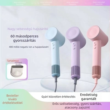 Lapátok nélküli hajszárító negatív ionokkal, intelligens hőmérsékletszabályozás, 1600 W, 220 V, két légáram, hideg/forró levegő