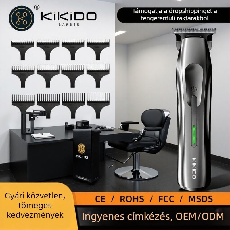 KIKIDOKK-312 Porfémes technológiával készült professzionális hajvágó kerámiapengékkel, újratölthető