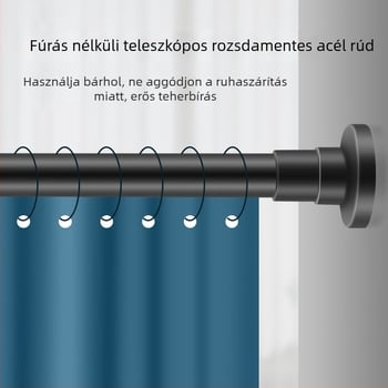 Rozsdamentes acélból készült teleszkópos függönyrúd, szerelés fúrás nélkül, ruhaszárító rúd, gardrób-támasztó rúd, hálószoba elválasztó rúd