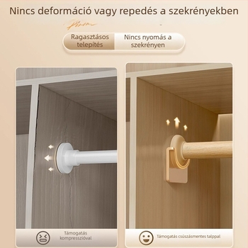 Fúrás nélküli ruhaszárító rúd kollégiumi gardróbba, függönyrúd, vékony rúd, állítható teleszkópos teherbíró tartó rúd ruhák felakasztásához