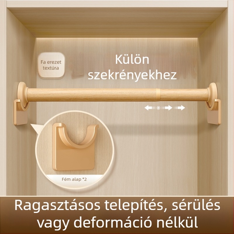 Fúrás nélküli ruhaszárító rúd kollégiumi gardróbba, függönyrúd, vékony rúd, állítható teleszkópos teherbíró tartó rúd ruhák felakasztásához