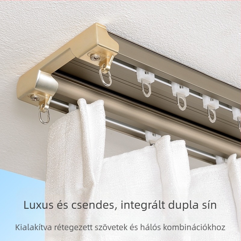 Alumínium ötvözetű függöny sín, dupla sínnel, fém csúszó sín, dupla-sín rendszer