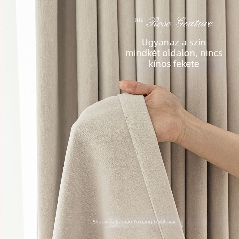 Kétoldalas blackout függönyanyag krém színű cashmere Chenille, napvédelmi, megvastagodott, nappalira készen