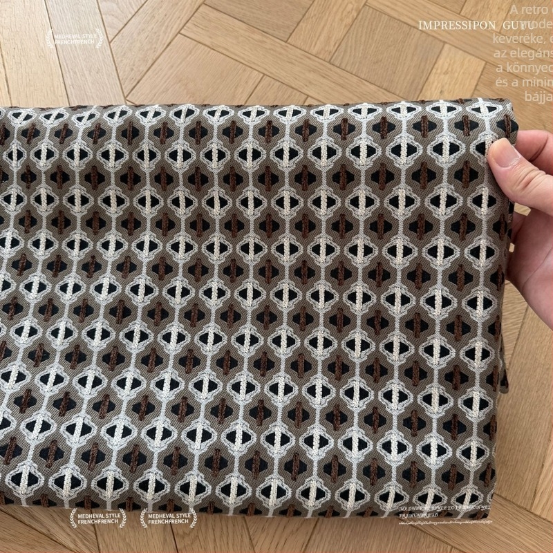 Francia stílusú antik geometriai függöny zöld chenille anyagból, a nappaliba és a hálószobába