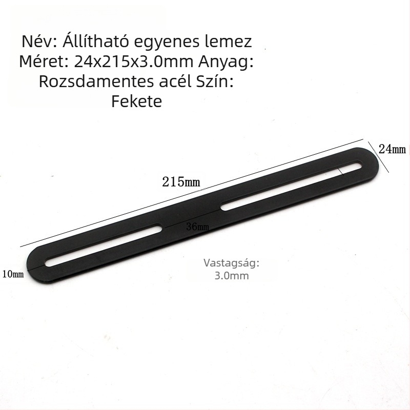 Rozsdamentes acélból készült állítható szögkonzol, egyenes elemmel, hosszú lyukú csatlakozóval és mozgatható szögkomponenssel