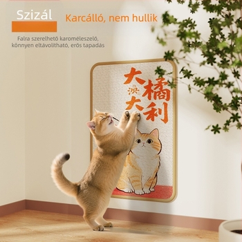 Macska karmoló tábla falra szerelhető szizálból, karcolásálló és nem hullik a szál, védi a kanapét, önálló szórakozásra való játék