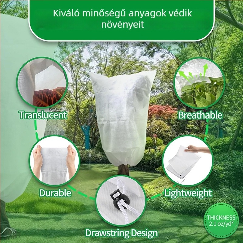 60-szemes vastagított rovarháló fedél gyümölcsös és üvegházhoz, cipzárral és húzózsinórral