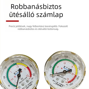 Oxigénnyomásmérő ütközésálló YQY-08-cal és nyomáscsökkentő YQY-07-tel, rézből készült ház, robbanásbiztos oxigénpalack-nyomásmérő