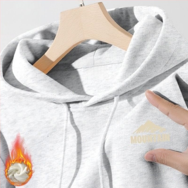 Őszi-téli fleece kapucnis pulóver, sokoldalú, vastag pamutból, laza szabású férfiaknak