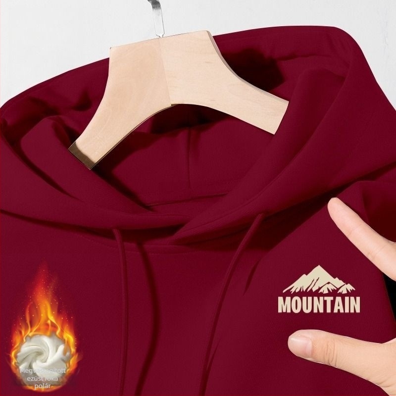 Őszi-téli fleece kapucnis pulóver, sokoldalú, vastag pamutból, laza szabású férfiaknak