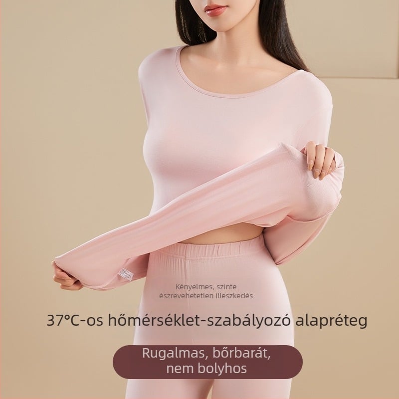 Női melegítő szett őszi–téli – kerek nyakú pulóver és nadrág, karcsúsított szabás, viszkóz alapréteg