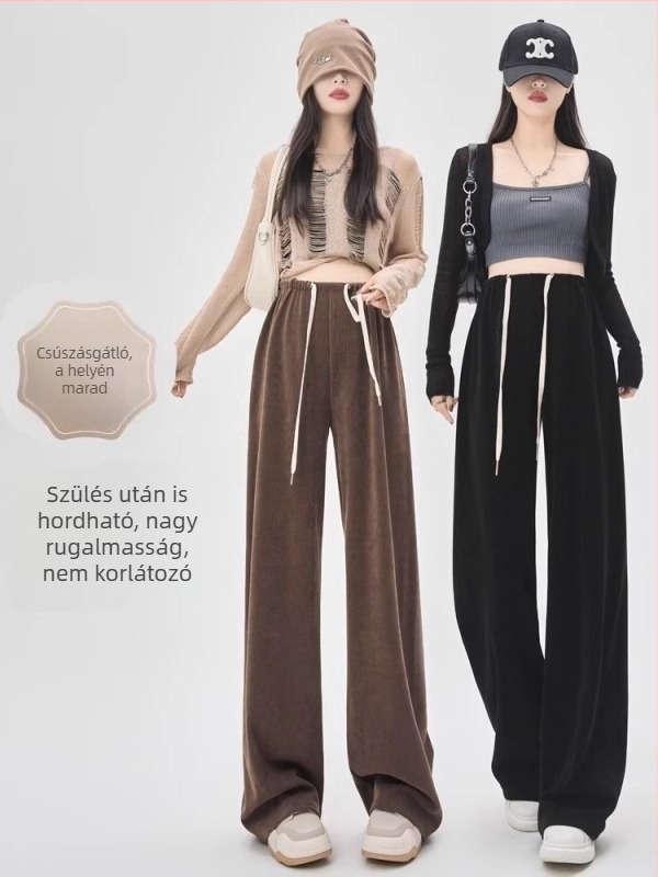 Kismama nadrágok tavasz–ősz–télre – casual, plusz méret, széles szárú, kényelmes hashoz illeszkedő szabás, hosszú egyenes fazon