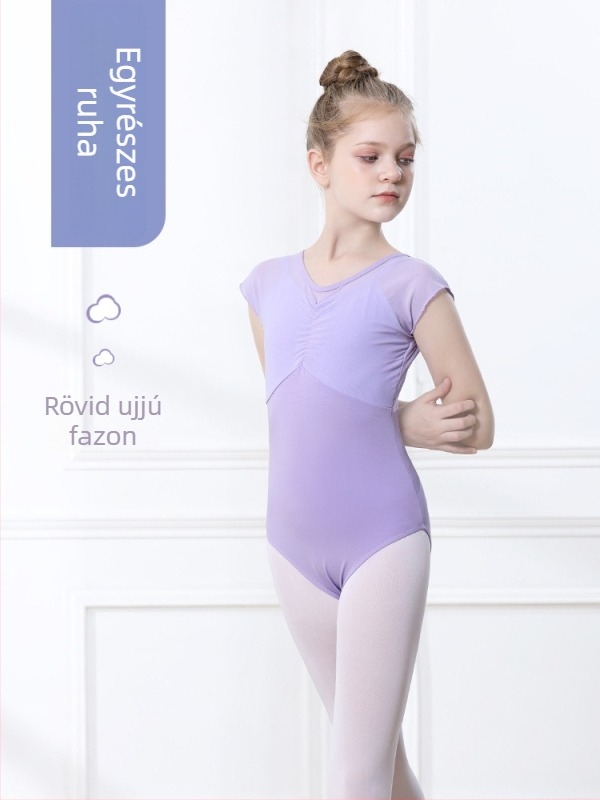 Gyermekek nyári rövid ujjú táncruha balett tutu szoknyával
