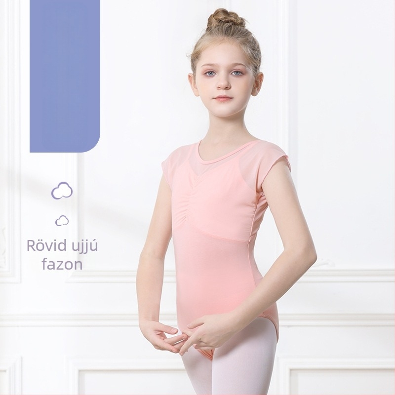 Gyermekek nyári rövid ujjú táncruha balett tutu szoknyával