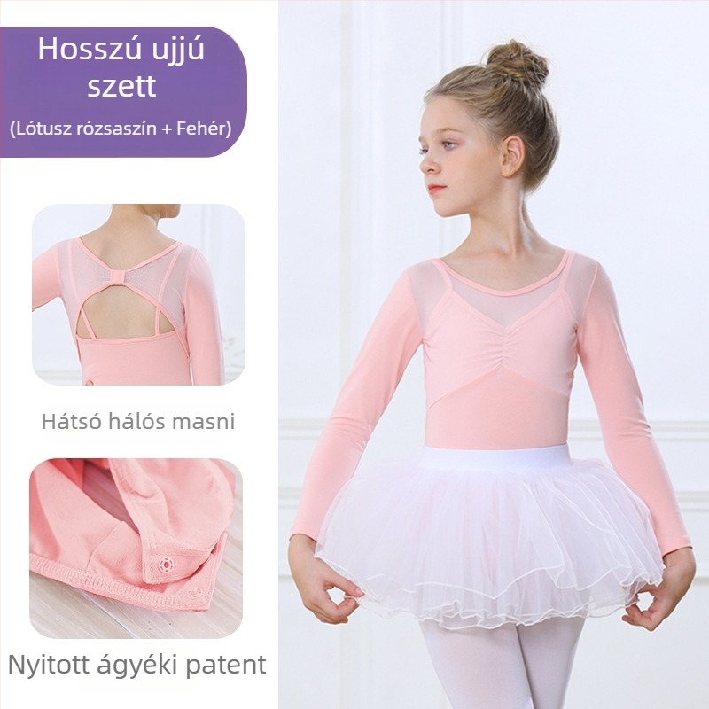 Gyermekek nyári rövid ujjú táncruha balett tutu szoknyával
