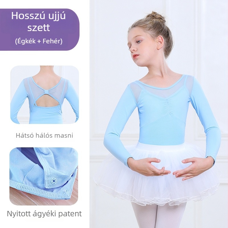Gyermekek nyári rövid ujjú táncruha balett tutu szoknyával