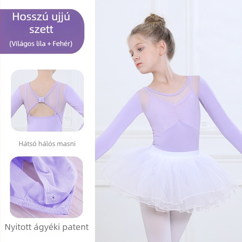 Gyermekek nyári rövid ujjú táncruha balett tutu szoknyával