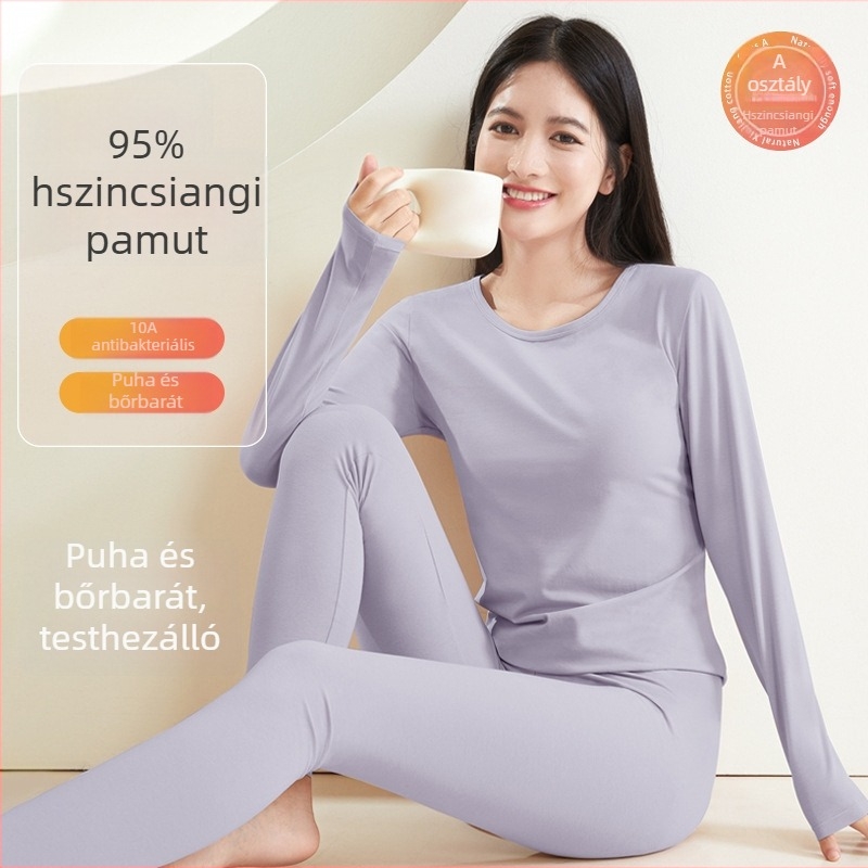 Női pamut termoszett őszi-téli, 95% pamut, antibakteriális 7A, felső hosszú ujjú és nadrág