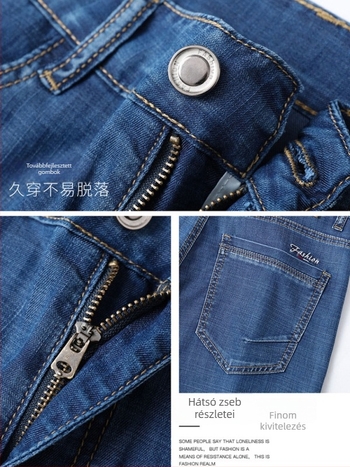 Férfi Tencel farmernadrág, slim-fit, egyenes szár, tavasz–nyár, üzleti casual stílus TS8052