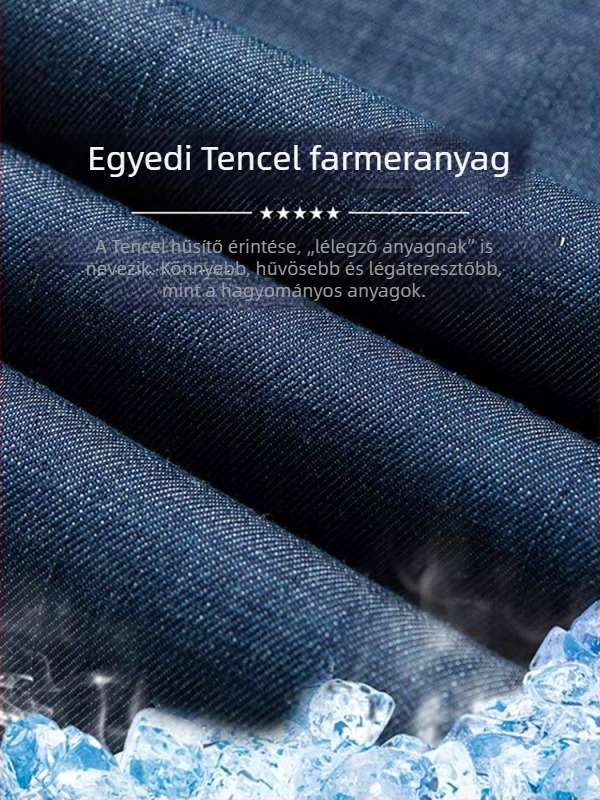 Férfi Tencel farmernadrág, slim-fit, egyenes szár, tavasz–nyár, üzleti casual stílus TS8052