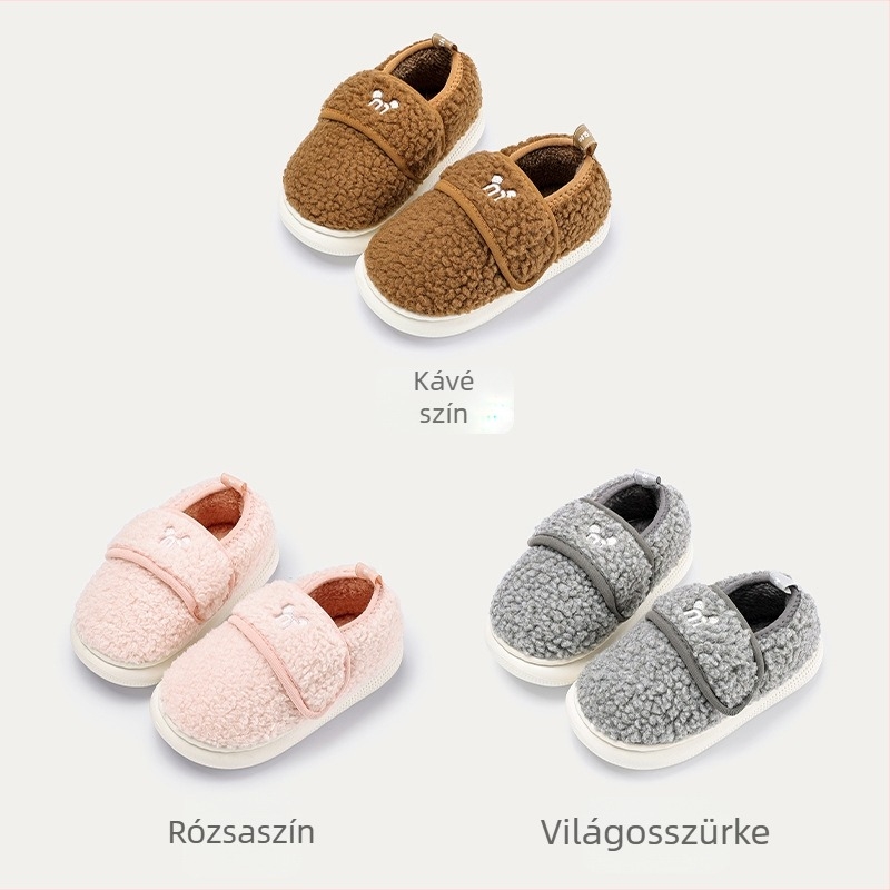 Happy Mary Őszi-téli gyerek pamut papucs, zárt hátsó résszel, puhás bélés, uniszex, EVA talp