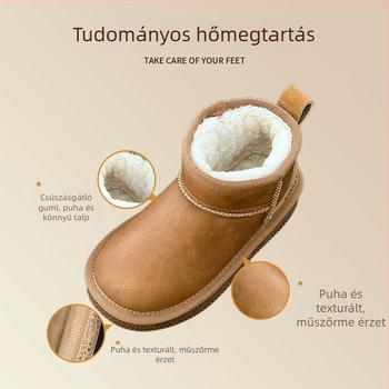 Tutu Elefánt Gyerekek téli hócipő, 2024-es új modell bársony bélés, vastag puha talpú pamut cipő lányoknak és fiúknak