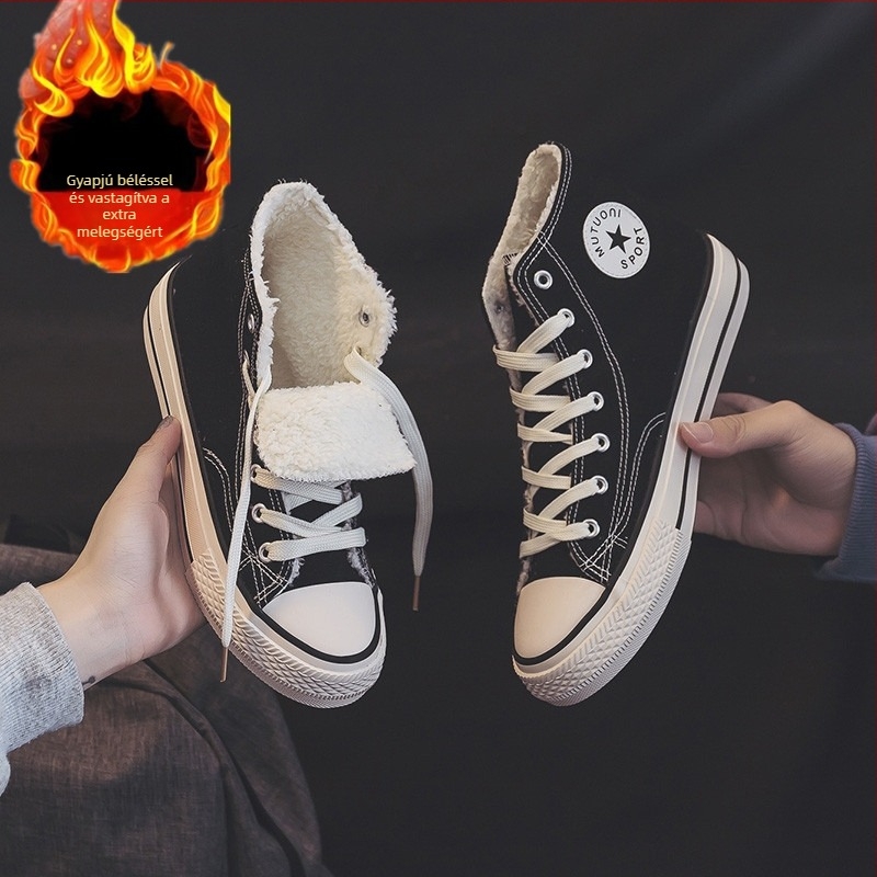 Gyapjúbélelt vászoncipő párnak - téli koreai stílus, sokoldalú casual sneaker, vastag meleg bélés, replika férfi cipő a 1970-es évekből, modell M20