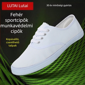 Lutai uniszex munkacipők tavasz–ősz, fehér vászon tornacipők gumitalppal