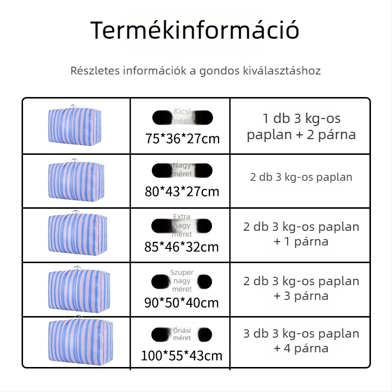Kék-fehér kígyóbőr mintás csomagoló táska, nagy kapacitású; ideális költöztetéshez és ruhák, ágynemű tárolásához; ballagási és tanévkezdési időszakra.