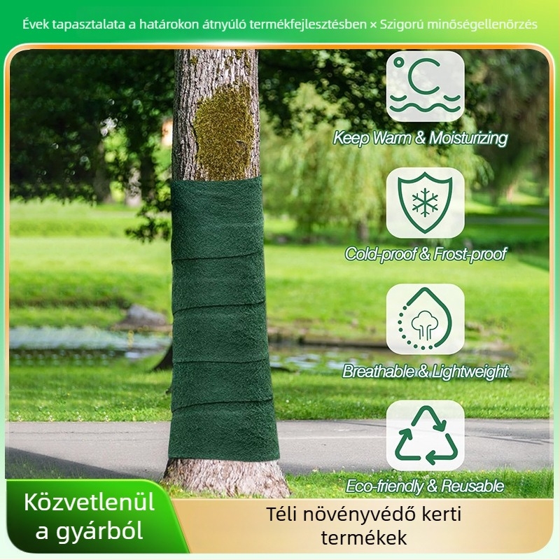 Poliészter fa‑ és növényvédő anyag – szigetelés és nedvesítés, kertészeti fák védelme a hideg ellen, tekercs 0.12×15 m vagy 0.12×20 m, egyrétegű/d kétszeres réteg