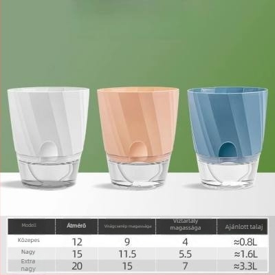 Átlátszó önitató virágcserép pothos növényhez, vastag műanyagból, injektált gyártás, nordikus minimalist stílus