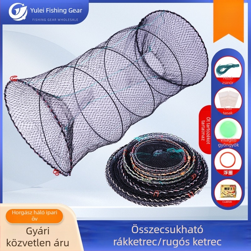 Összecsukható rákketrec rugós kerettel - nylonos halászháló rákok, teknősök és garnéla számára