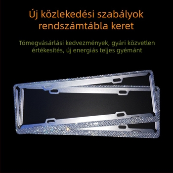 Alumínium-ötvözetből készült teljes gyémántos rendszámkeret, új energia járművekhez, zöld rendszámtábla dizájn elektromos sedanhoz