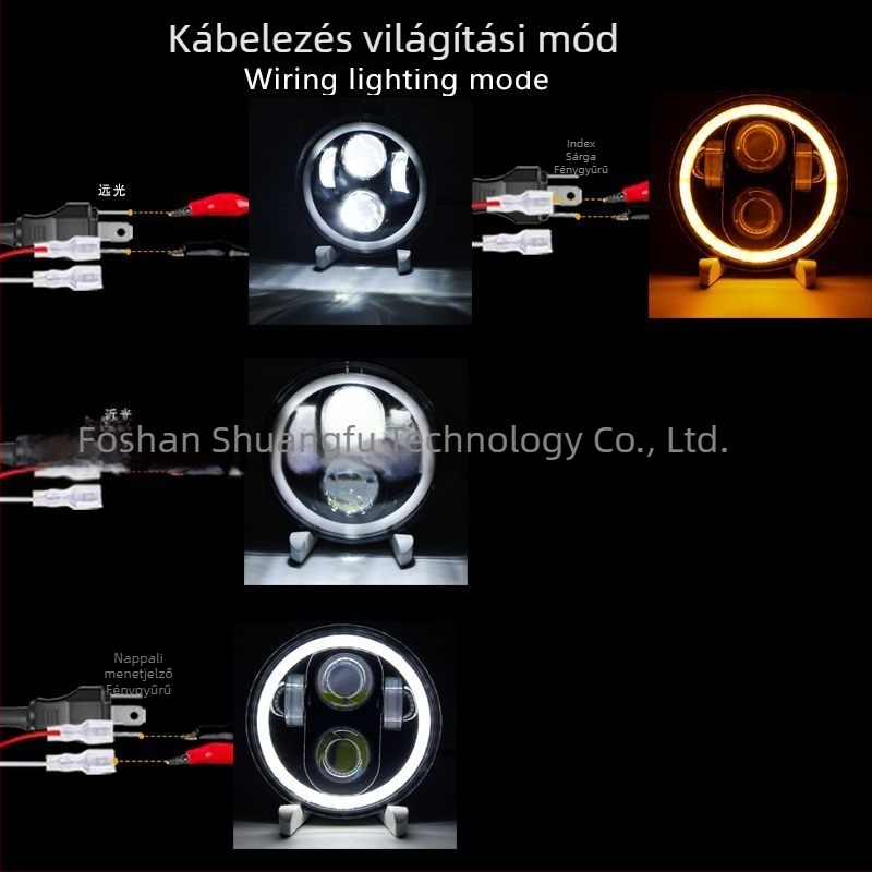 5,75 hüvelykes Wrangler LED fényszórók sárga és fehér Angel Eye gyűrűvel