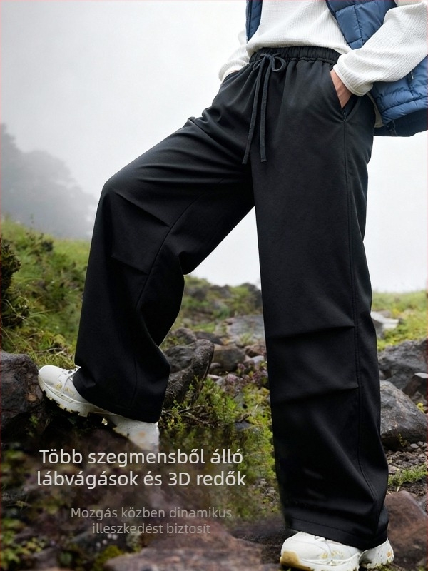Férfi outdoor nadrág fleece-béléssel, könnyű és meleg, hegymászáshoz és túrákhoz, windbreaker-stílusú