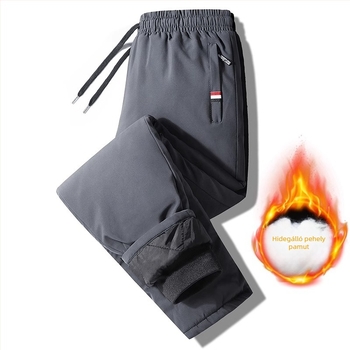 Férfi téli nadrág fleecével bélelt, lazább szabás, szélvédett, meleg, sportos-casual viselet