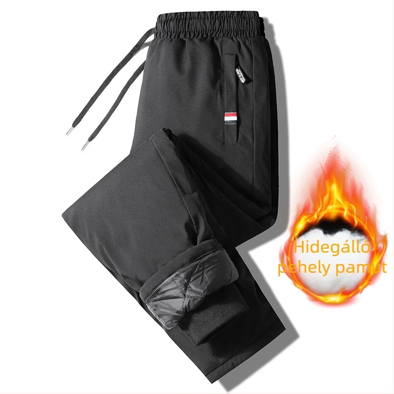 Férfi téli nadrág fleecével bélelt, lazább szabás, szélvédett, meleg, sportos-casual viselet
