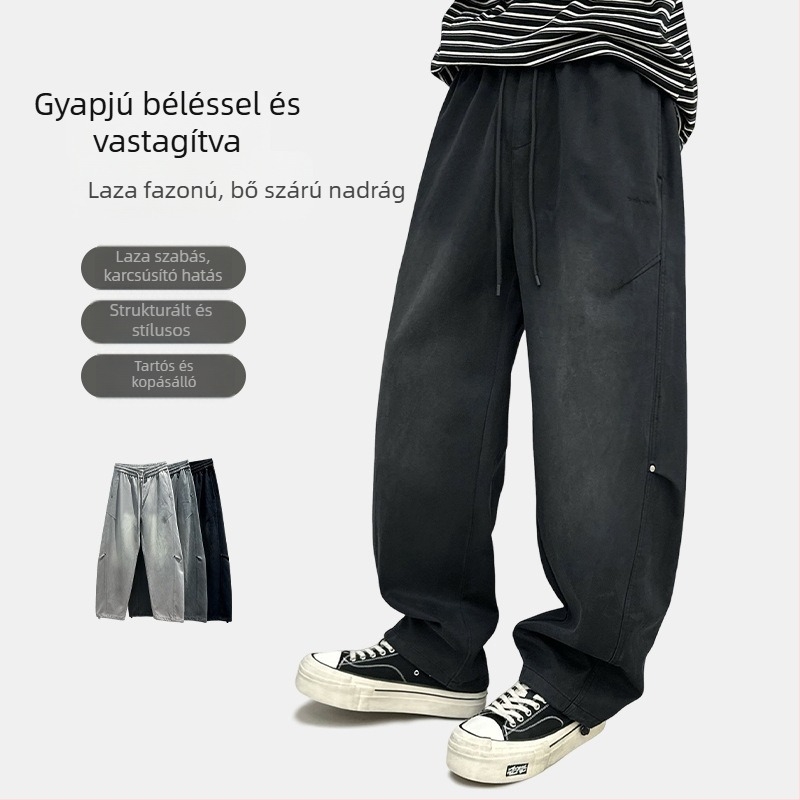 Férfi téli széleslábú nadrág fleece béléssel