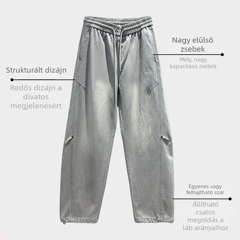 Férfi téli széleslábú nadrág fleece béléssel