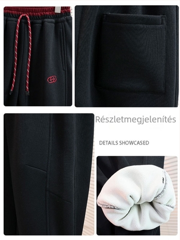 Fiúknak készült téli fleece sportnadrág patchwork mintával, vastag és kényelmes