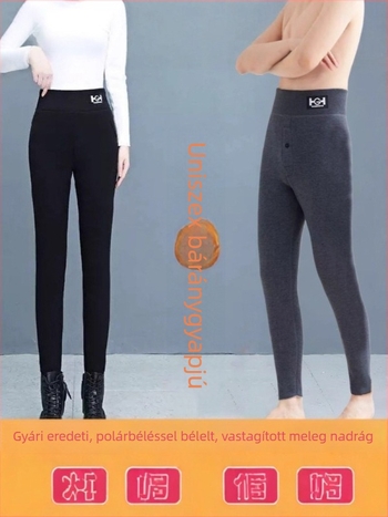 Uniszex meleg leggings, magas derékú, őszi-téli viselet