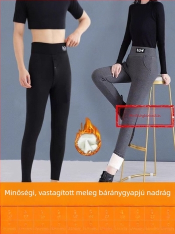 Uniszex meleg leggings, magas derékú, őszi-téli viselet